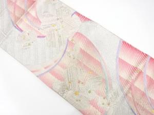 流水に花模様織り出し　袋帯